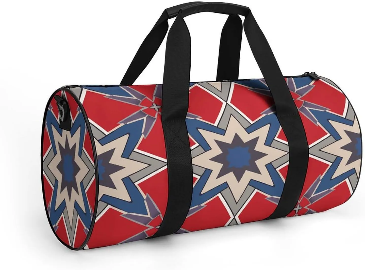 Travel Duffel Bag for Men And Women,Blue Geometric Pattern Waterproof Sports Fitness Bag Portable Travel Duffel Bag