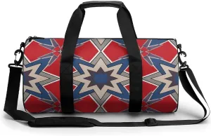 Travel Duffel Bag for Men And Women,Blue Geometric Pattern Waterproof Sports Fitness Bag Portable Travel Duffel Bag