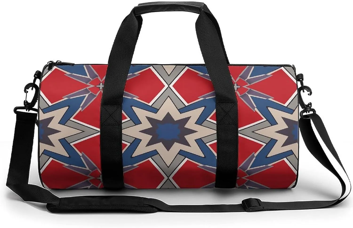 Travel Duffel Bag for Men And Women,Blue Geometric Pattern Waterproof Sports Fitness Bag Portable Travel Duffel Bag