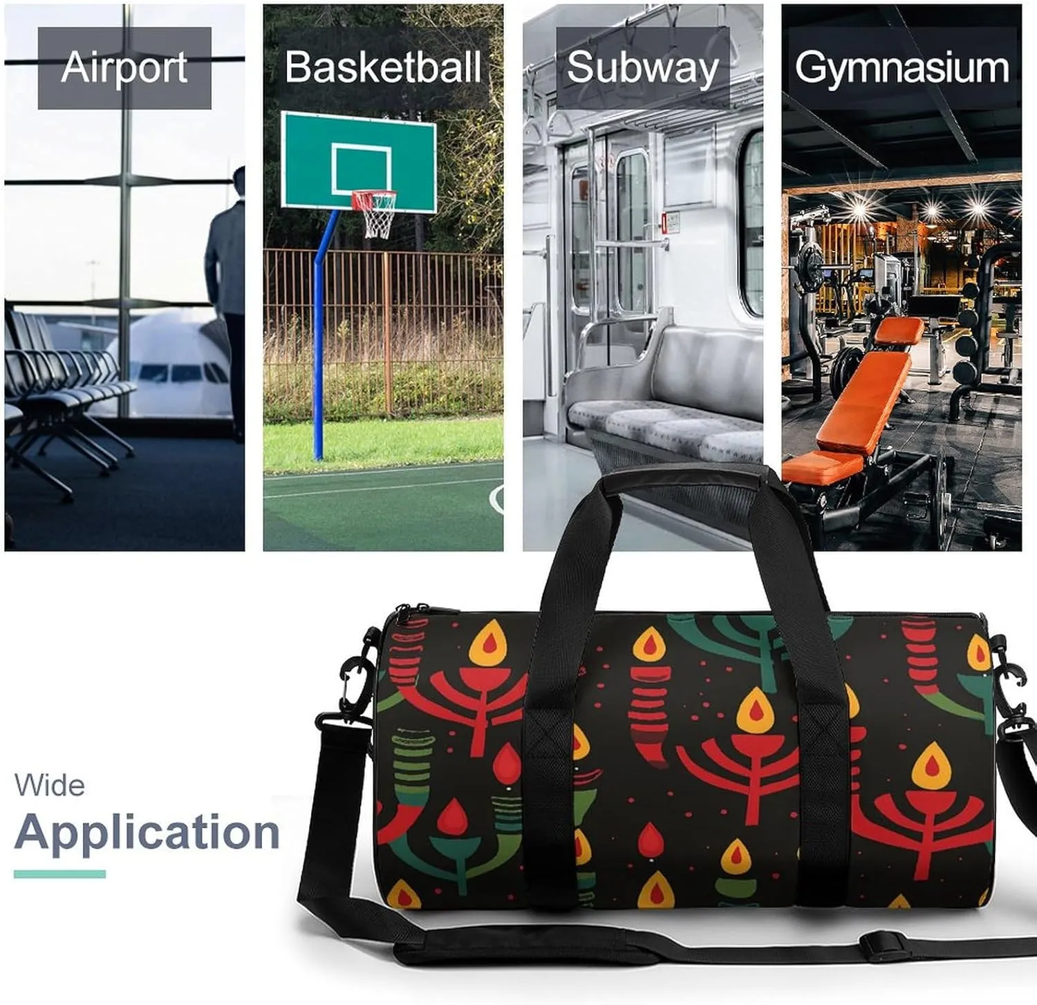 Travel Duffel Bag for Men And Women,Candlesticks And Candles Waterproof Sports Fitness Bag Portable Travel Duffel Bag, 17.7in/9in/9in