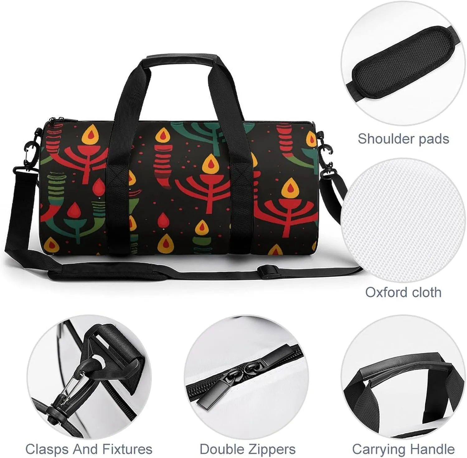 Travel Duffel Bag for Men And Women,Candlesticks And Candles Waterproof Sports Fitness Bag Portable Travel Duffel Bag, 17.7in/9in/9in