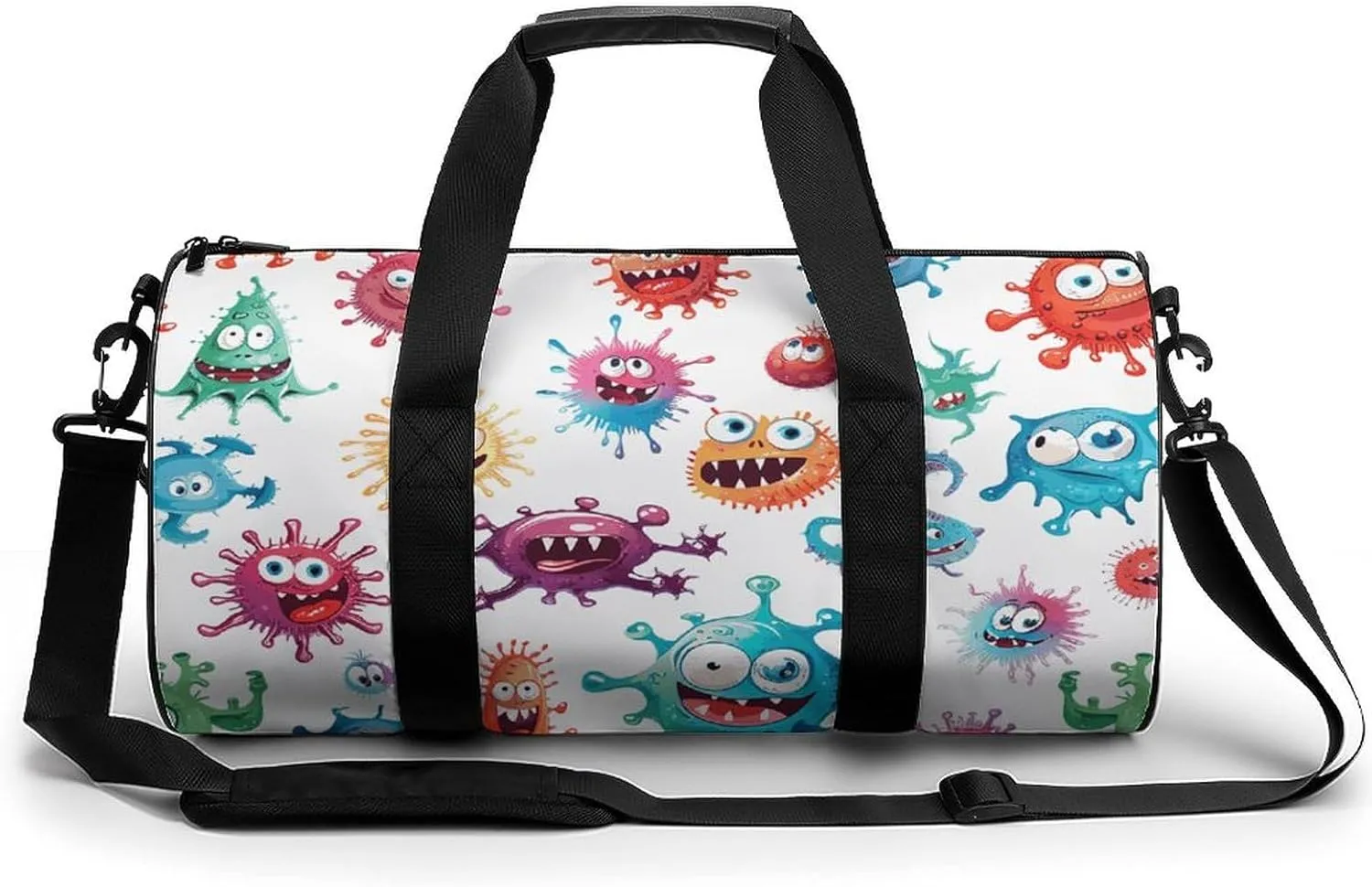 Travel Duffel Bag for Men And Women,Cartoon Bacteria Pattern Waterproof Sports Fitness Bag Portable Travel Duffel Bag