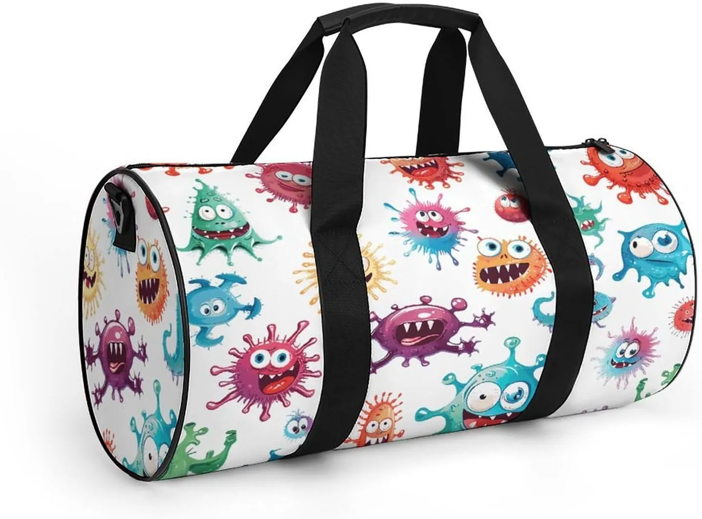Travel Duffel Bag for Men And Women,Cartoon Bacteria Pattern Waterproof Sports Fitness Bag Portable Travel Duffel Bag