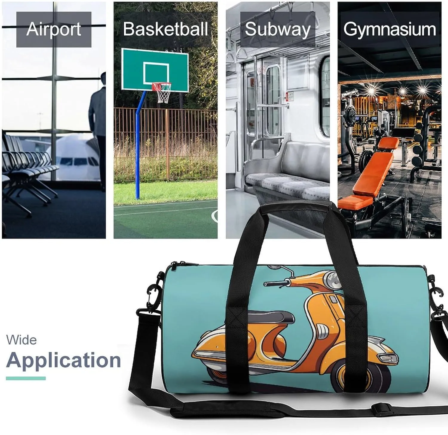 Travel Duffel Bag for Men And Women,Cartoon Carriage Painting Waterproof Sports Fitness Bag Portable Travel Duffel Bag