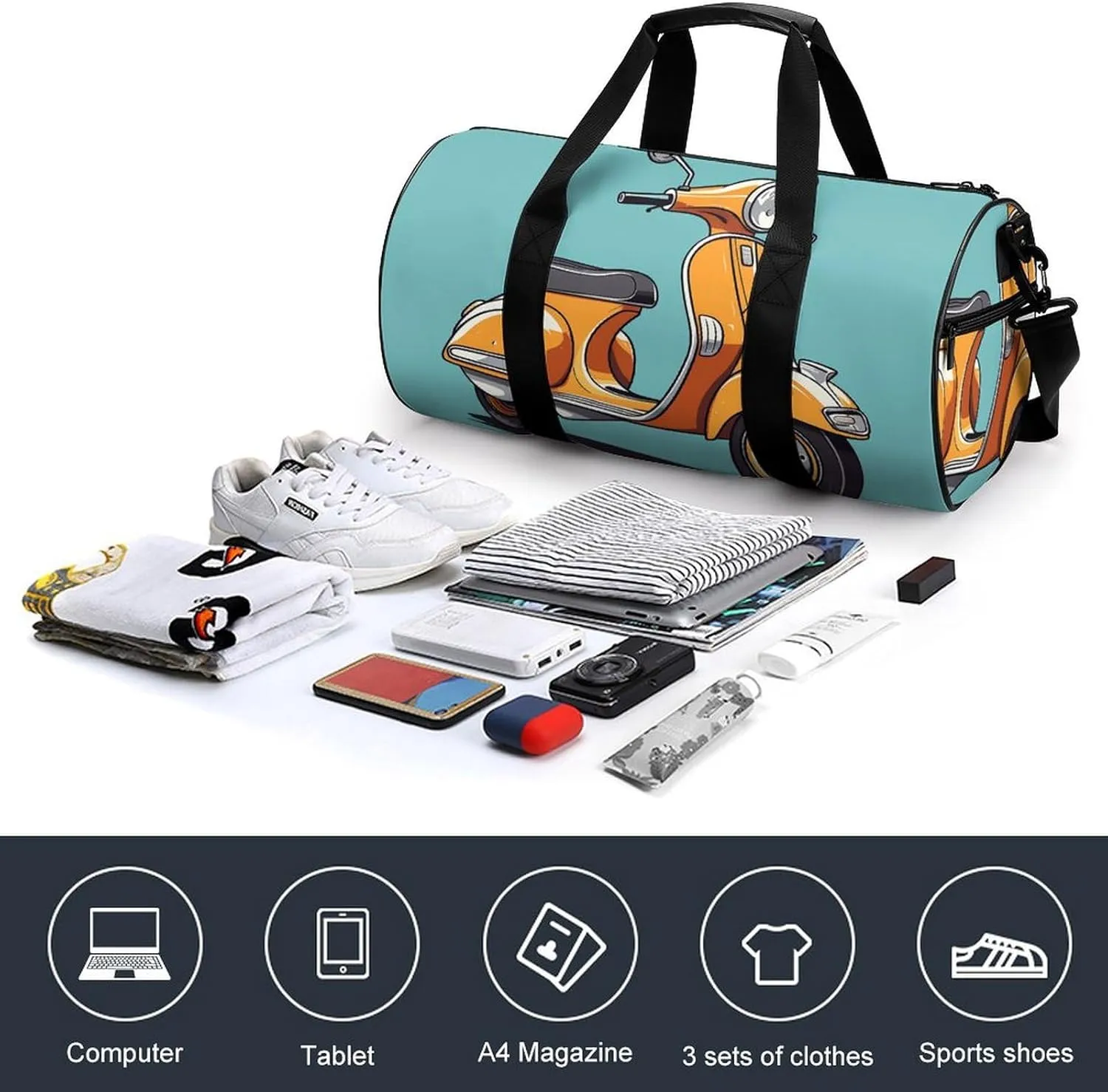 Travel Duffel Bag for Men And Women,Cartoon Carriage Painting Waterproof Sports Fitness Bag Portable Travel Duffel Bag