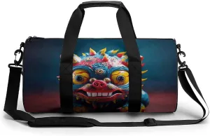 Travel Duffel Bag for Men And Women,Chinese Lion Waterproof Sports Fitness Bag Portable Travel Duffel Bag