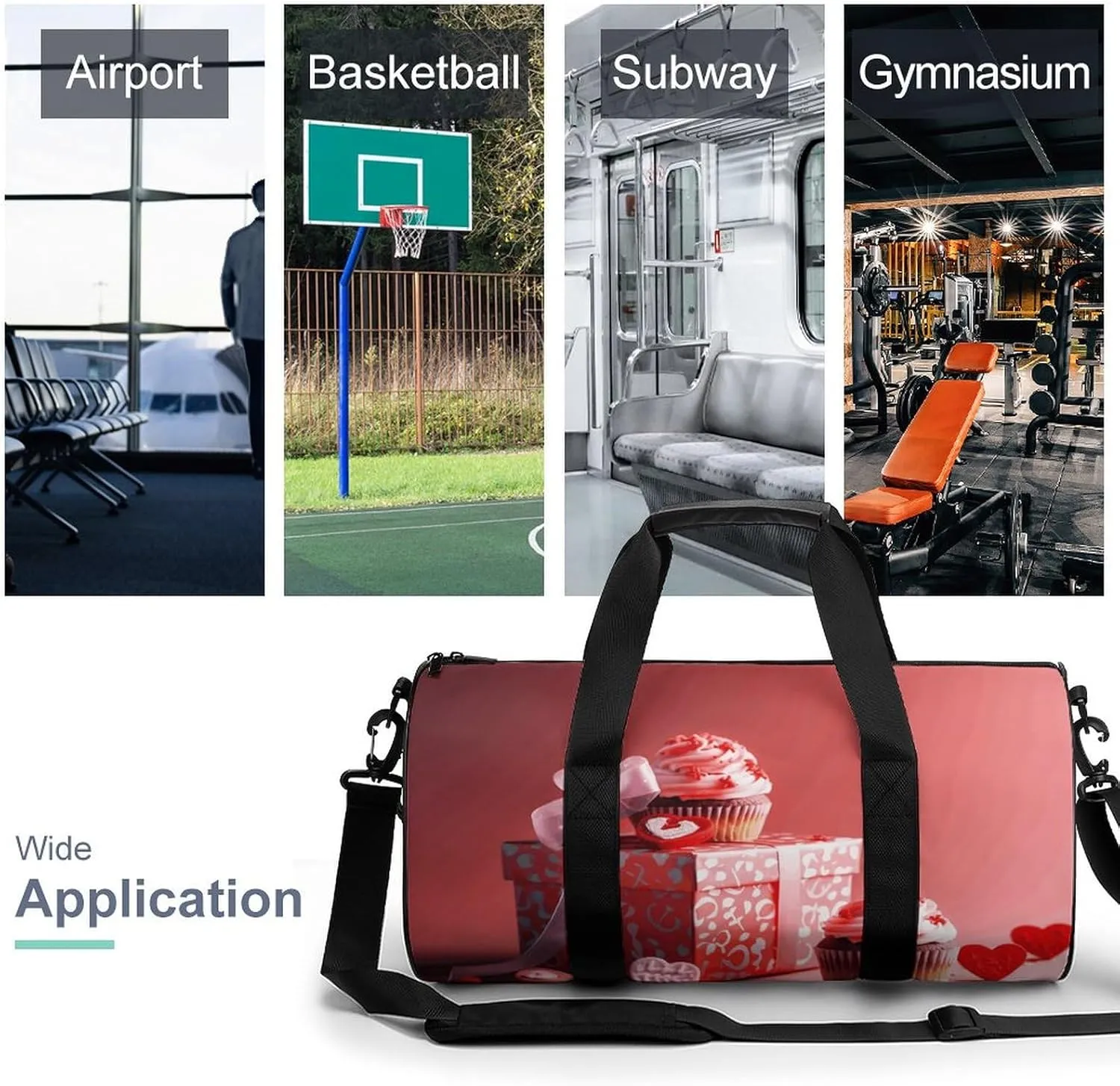 Travel Duffel Bag for Men And Women,Cupcakes And Gifts Waterproof Sports Fitness Bag Portable Travel Duffel Bag