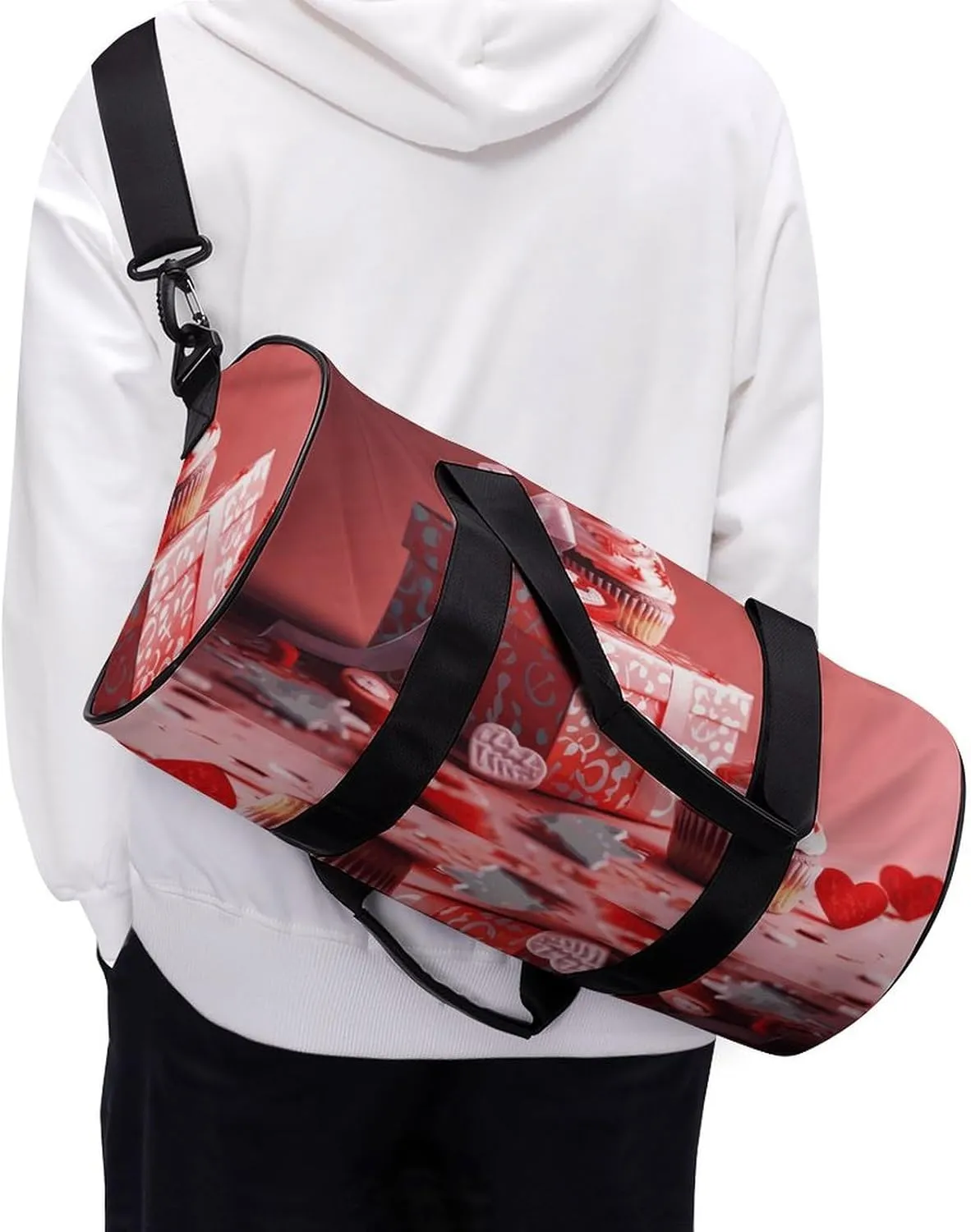 Travel Duffel Bag for Men And Women,Cupcakes And Gifts Waterproof Sports Fitness Bag Portable Travel Duffel Bag
