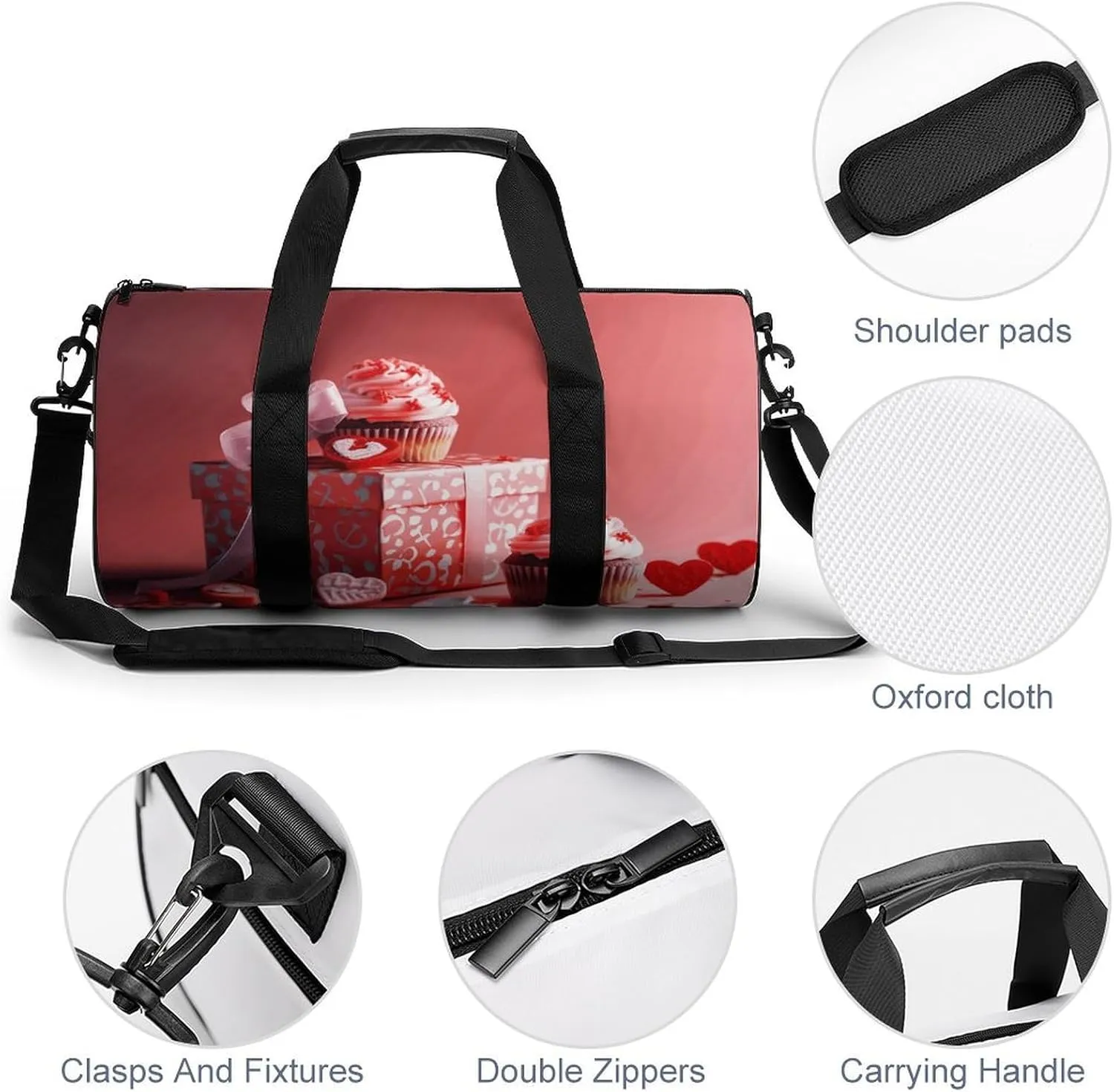 Travel Duffel Bag for Men And Women,Cupcakes And Gifts Waterproof Sports Fitness Bag Portable Travel Duffel Bag