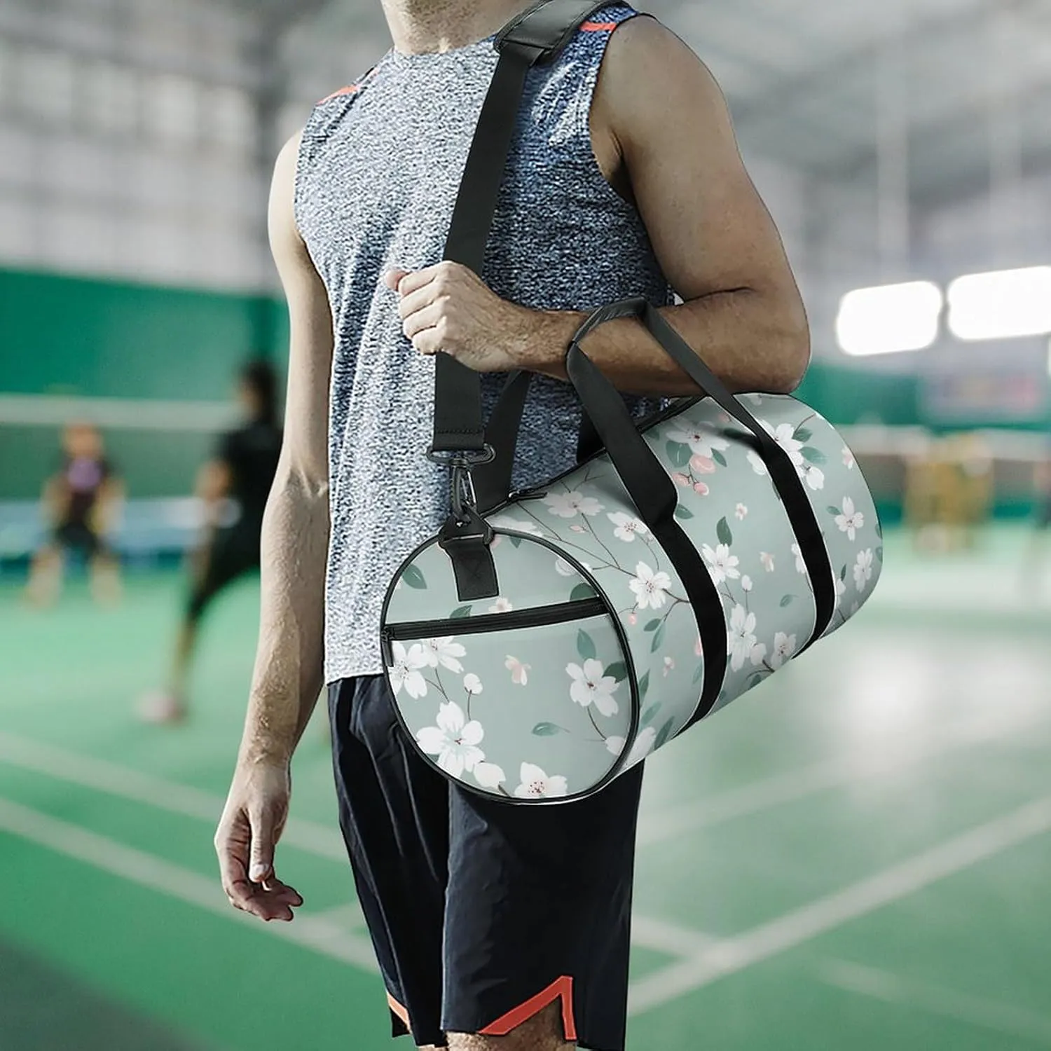 Travel Duffel Bag for Men And Women,Green Tree Pattern Waterproof Sports Fitness Bag Portable Travel Duffel Bag