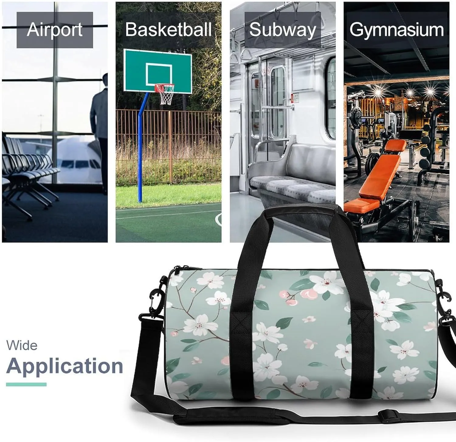Travel Duffel Bag for Men And Women,Green Tree Pattern Waterproof Sports Fitness Bag Portable Travel Duffel Bag