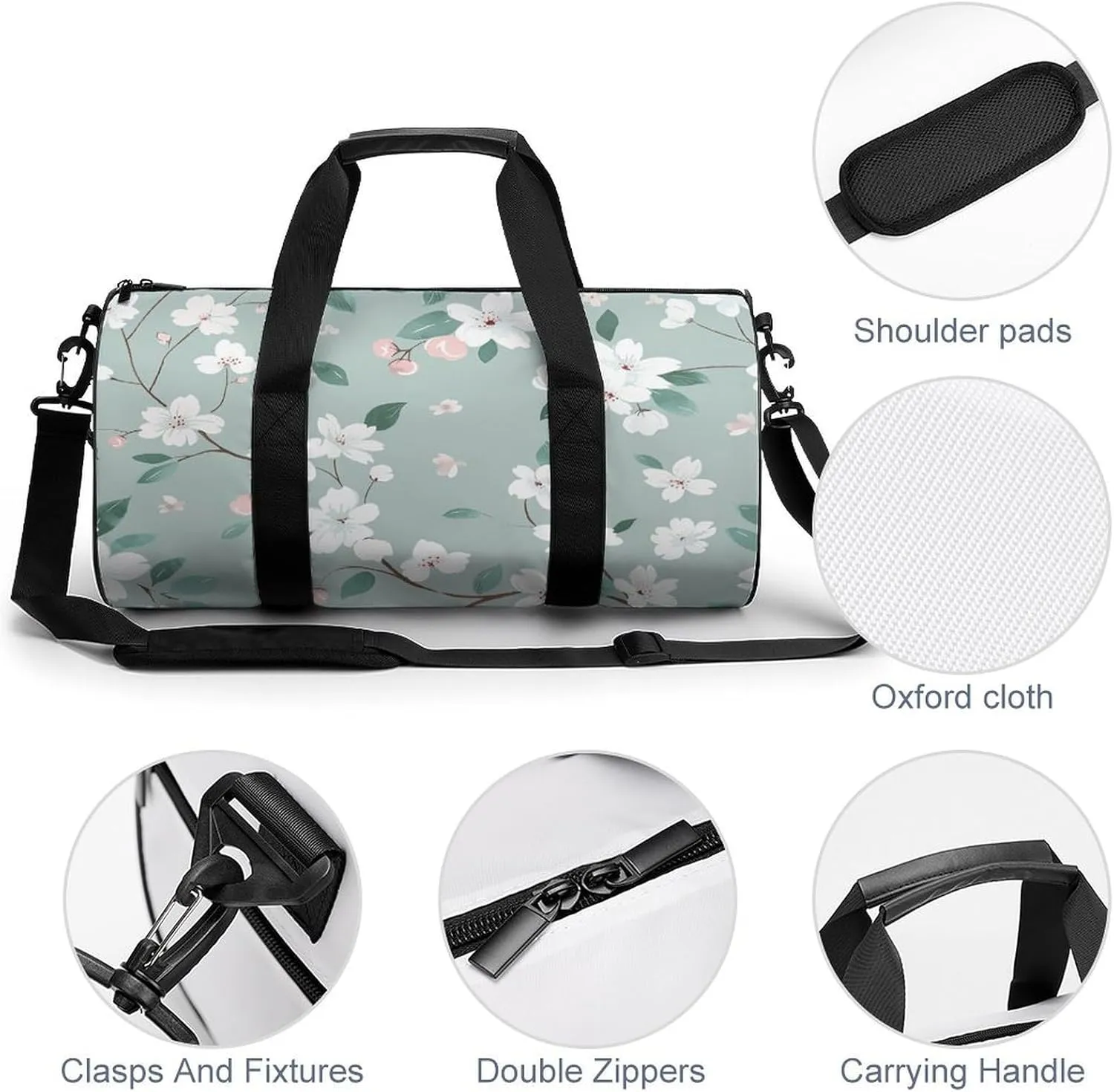 Travel Duffel Bag for Men And Women,Green Tree Pattern Waterproof Sports Fitness Bag Portable Travel Duffel Bag