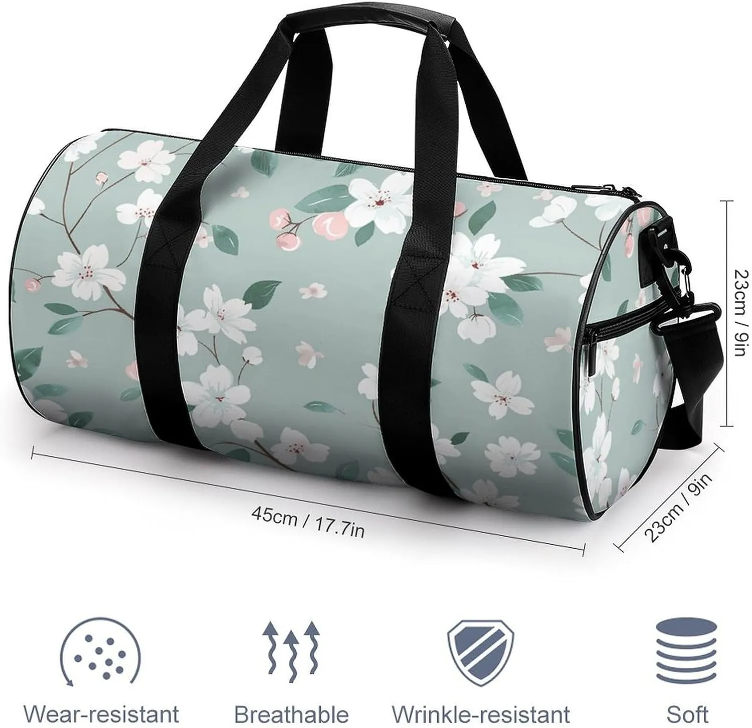 Travel Duffel Bag for Men And Women,Green Tree Pattern Waterproof Sports Fitness Bag Portable Travel Duffel Bag