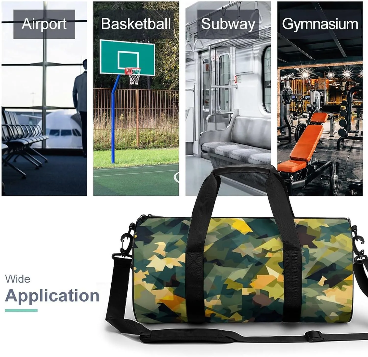 Travel Duffel Bag for Men And Women,Painting Style Pattern Waterproof Sports Fitness Bag Portable Travel Duffel Bag