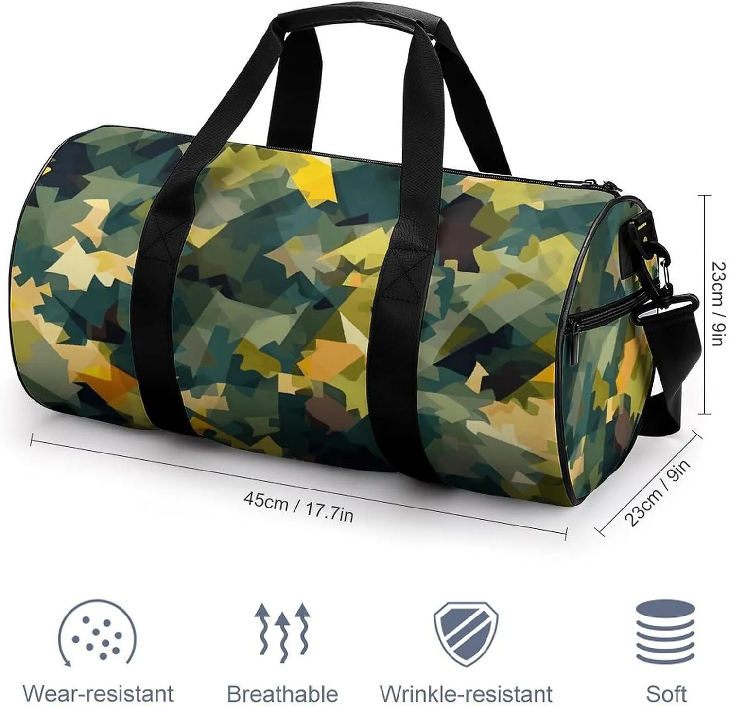 Travel Duffel Bag for Men And Women,Painting Style Pattern Waterproof Sports Fitness Bag Portable Travel Duffel Bag