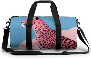 Travel Duffel Bag for Men And Women,Peach Style Cheetah Waterproof Sports Fitness Bag Portable Travel Duffel Bag, 17.7in/9in/9in