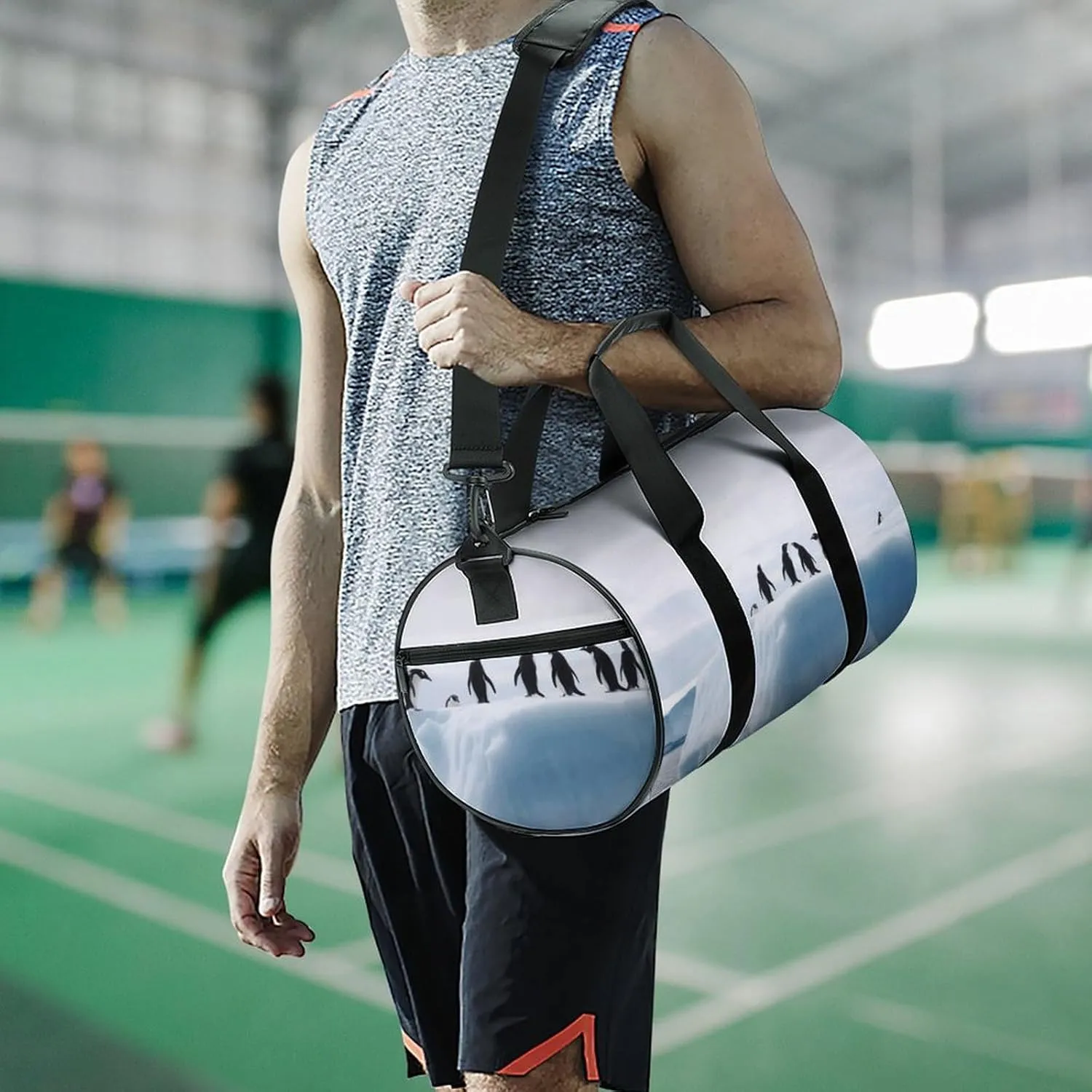 Travel Duffel Bag for Men And Women,Penguins on The Iceberg Waterproof Sports Fitness Bag Portable Travel Duffel Bag