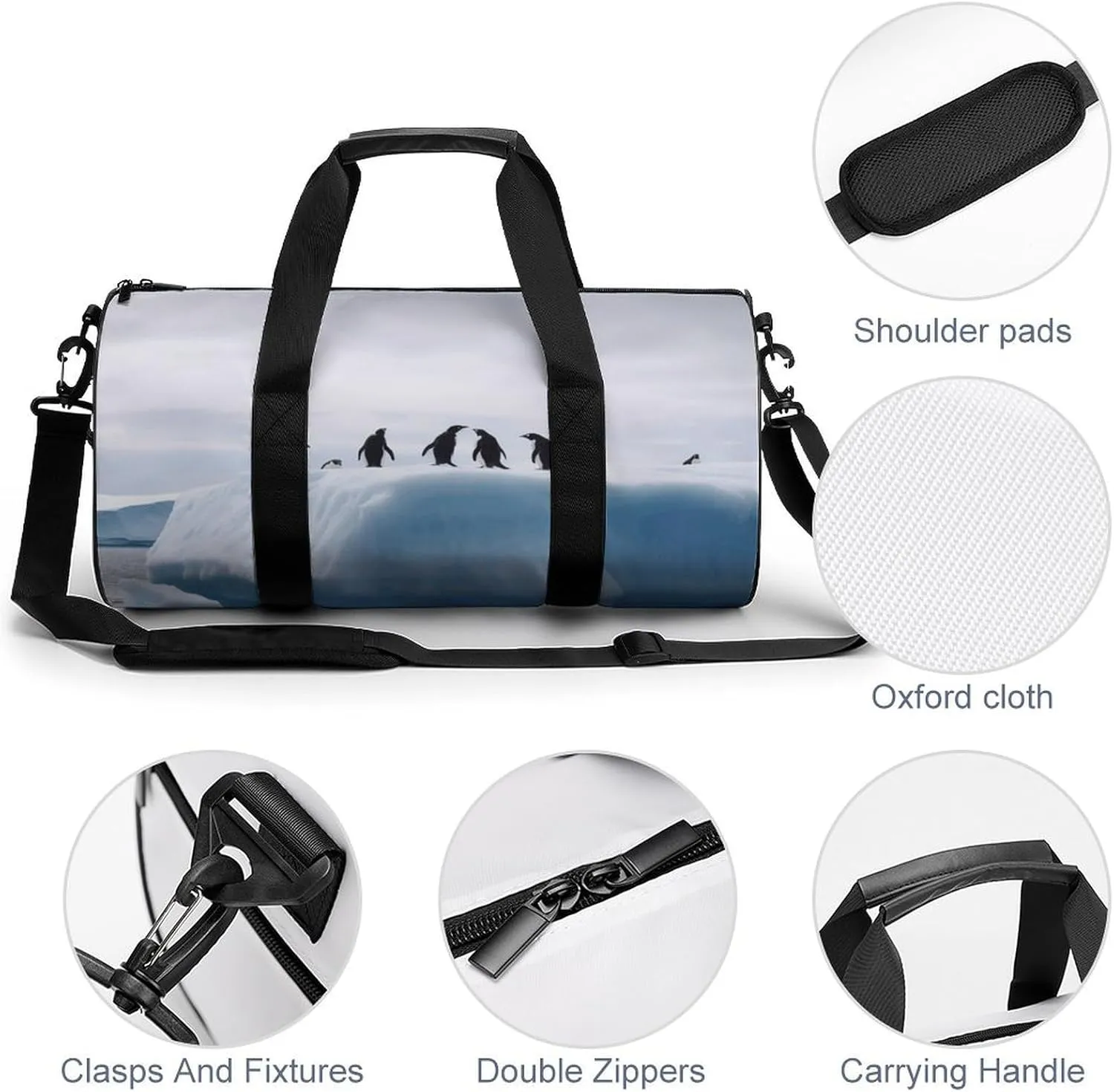 Travel Duffel Bag for Men And Women,Penguins on The Iceberg Waterproof Sports Fitness Bag Portable Travel Duffel Bag