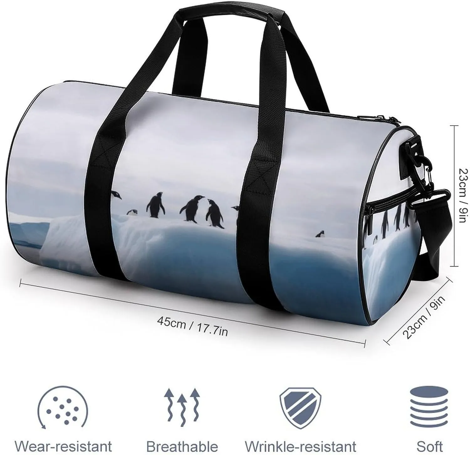 Travel Duffel Bag for Men And Women,Penguins on The Iceberg Waterproof Sports Fitness Bag Portable Travel Duffel Bag