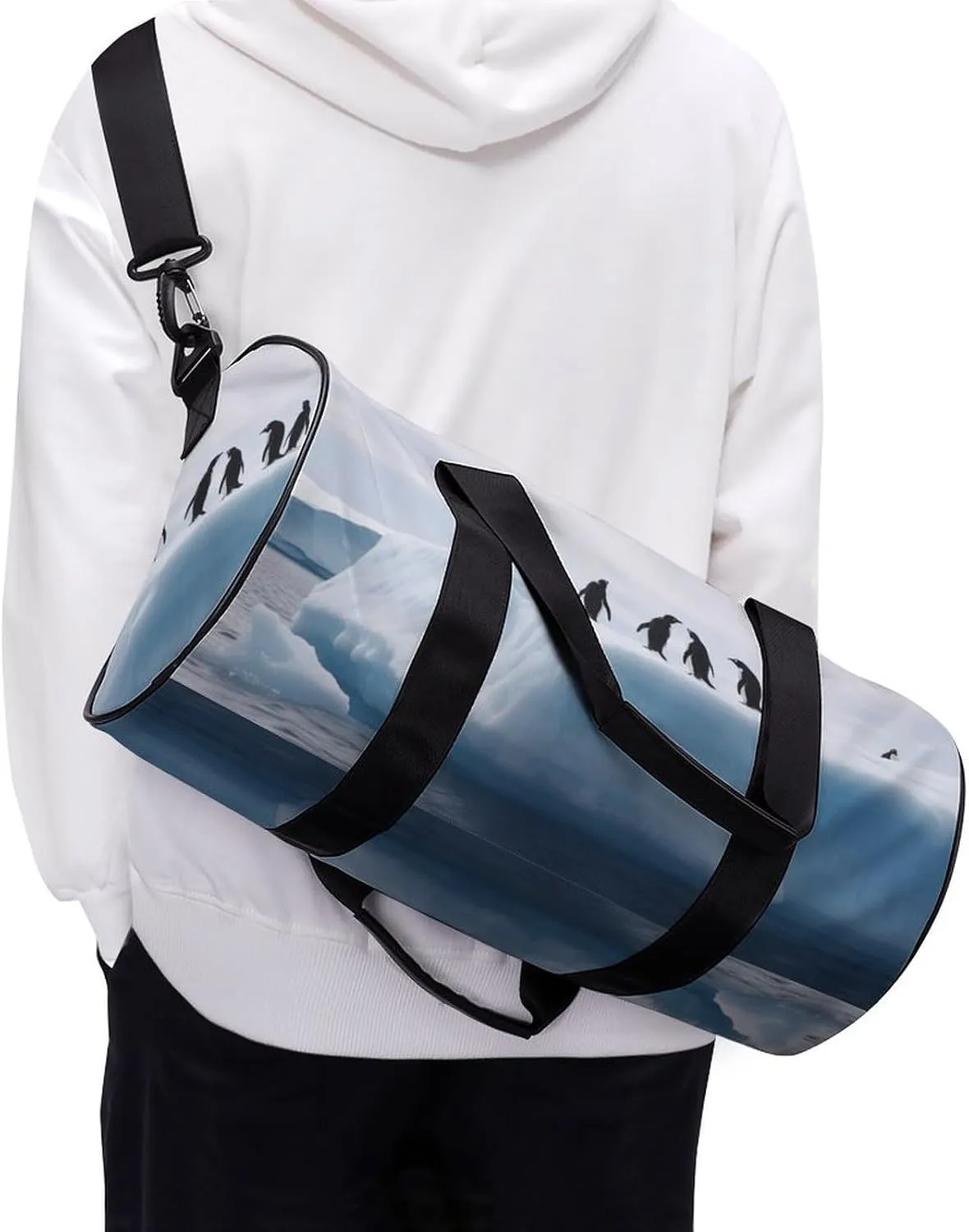 Travel Duffel Bag for Men And Women,Penguins on The Iceberg Waterproof Sports Fitness Bag Portable Travel Duffel Bag