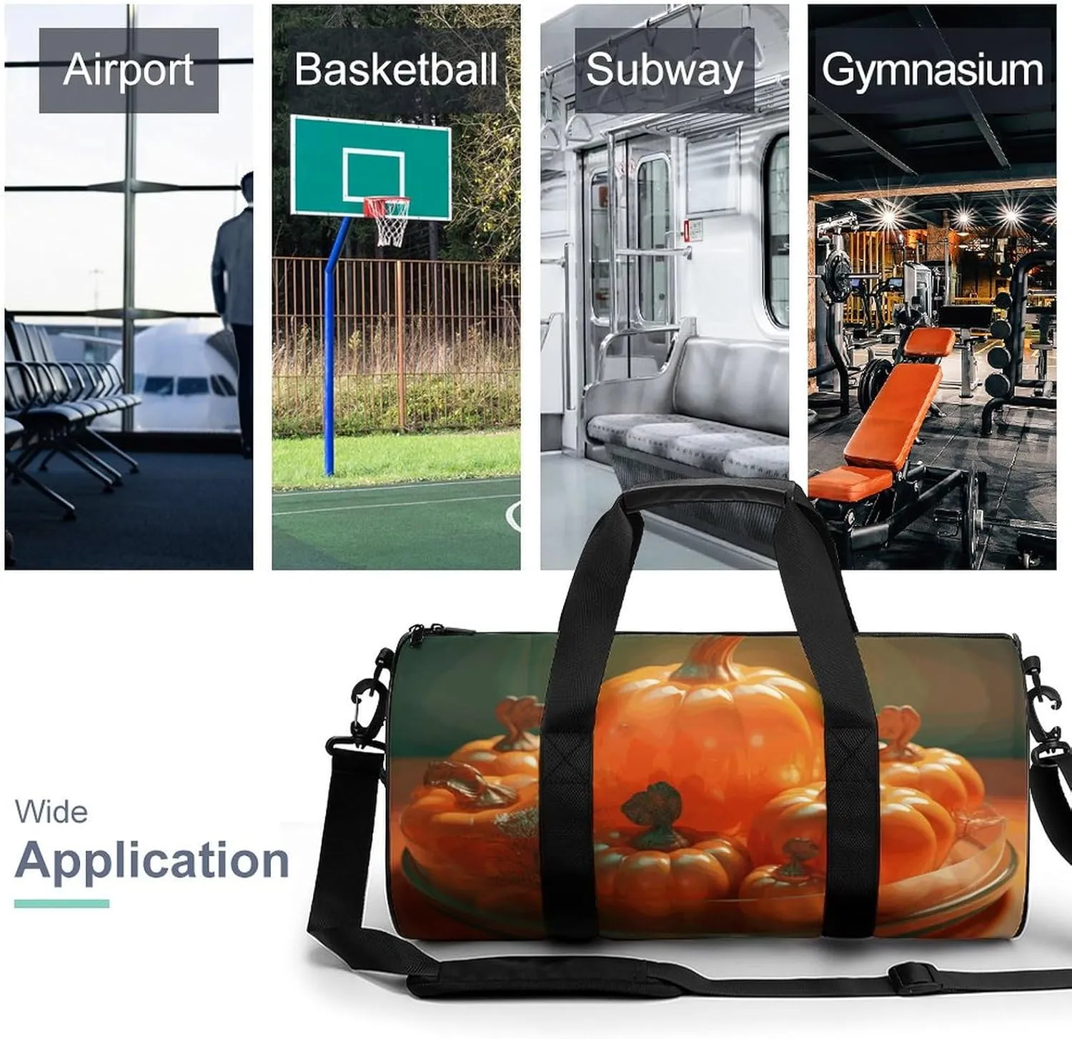 Travel Duffel Bag for Men And Women,Pumpkin on Background Waterproof Sports Fitness Bag Portable Travel Duffel Bag