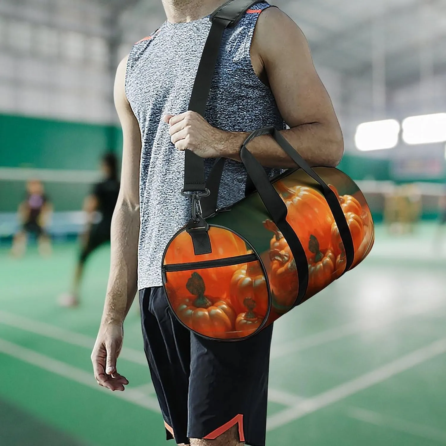 Travel Duffel Bag for Men And Women,Pumpkin on Background Waterproof Sports Fitness Bag Portable Travel Duffel Bag