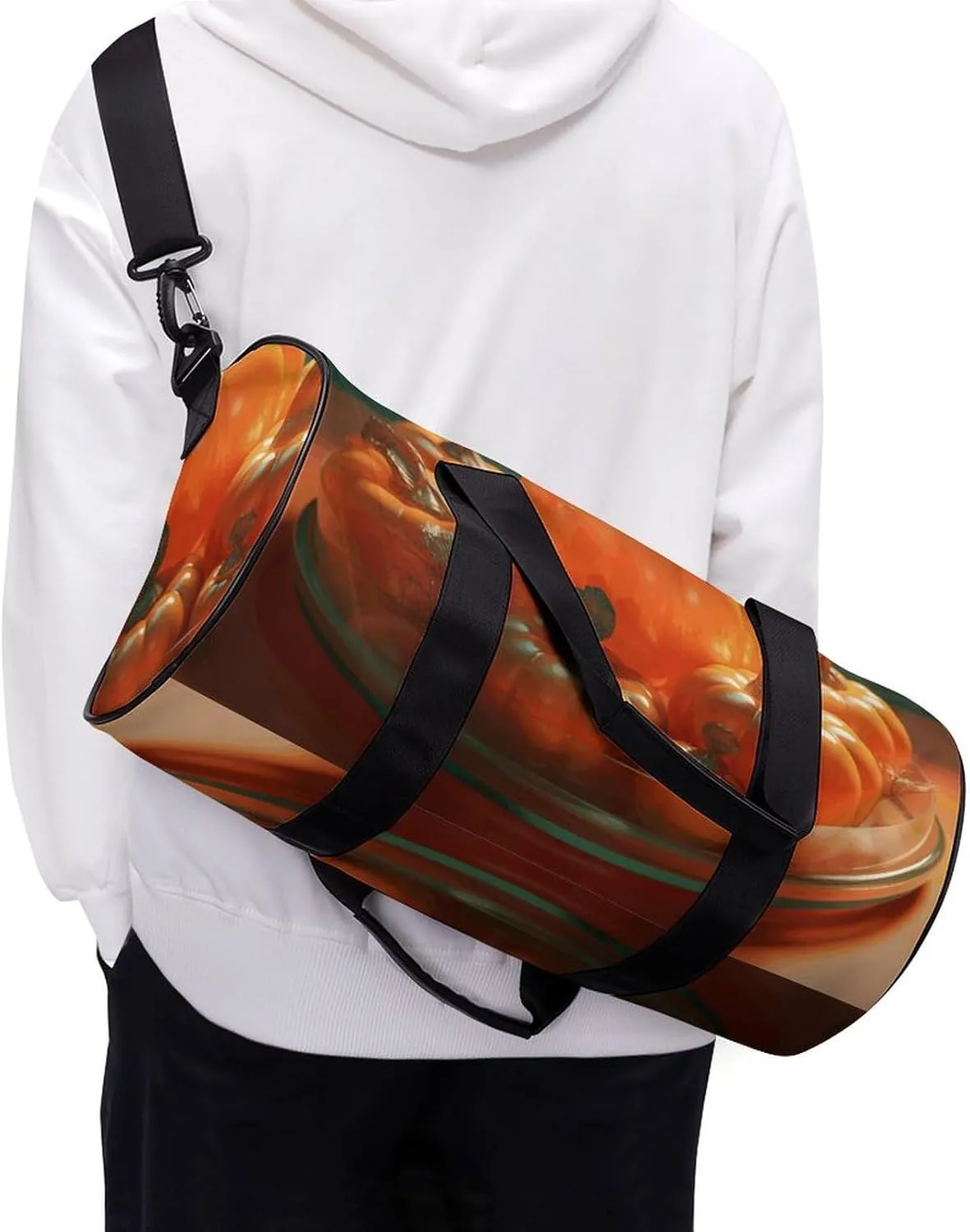 Travel Duffel Bag for Men And Women,Pumpkin on Background Waterproof Sports Fitness Bag Portable Travel Duffel Bag