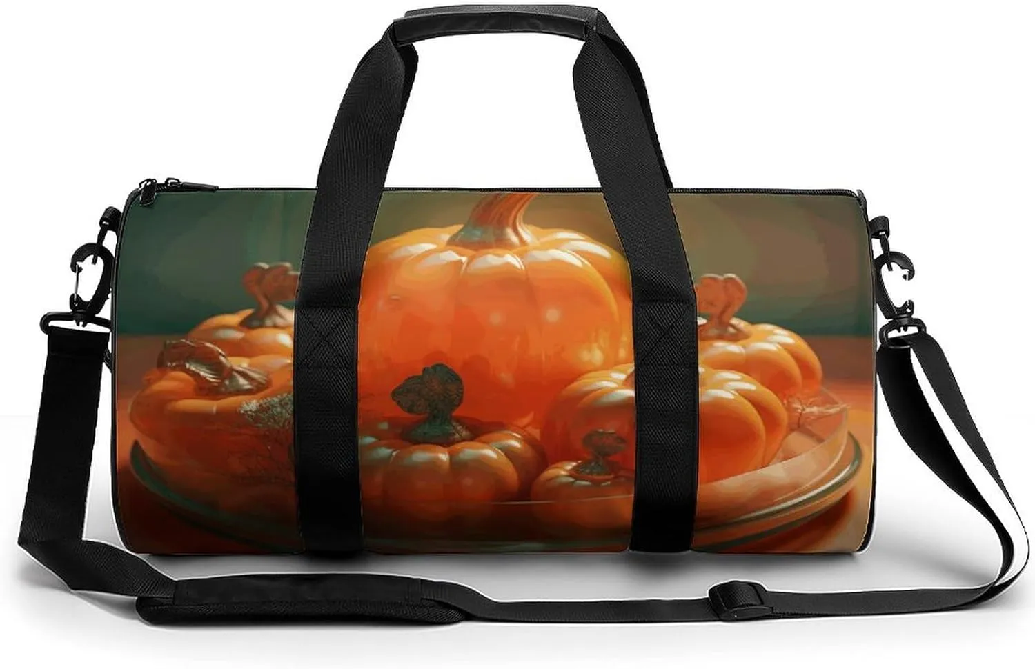 Travel Duffel Bag for Men And Women,Pumpkin on Background Waterproof Sports Fitness Bag Portable Travel Duffel Bag