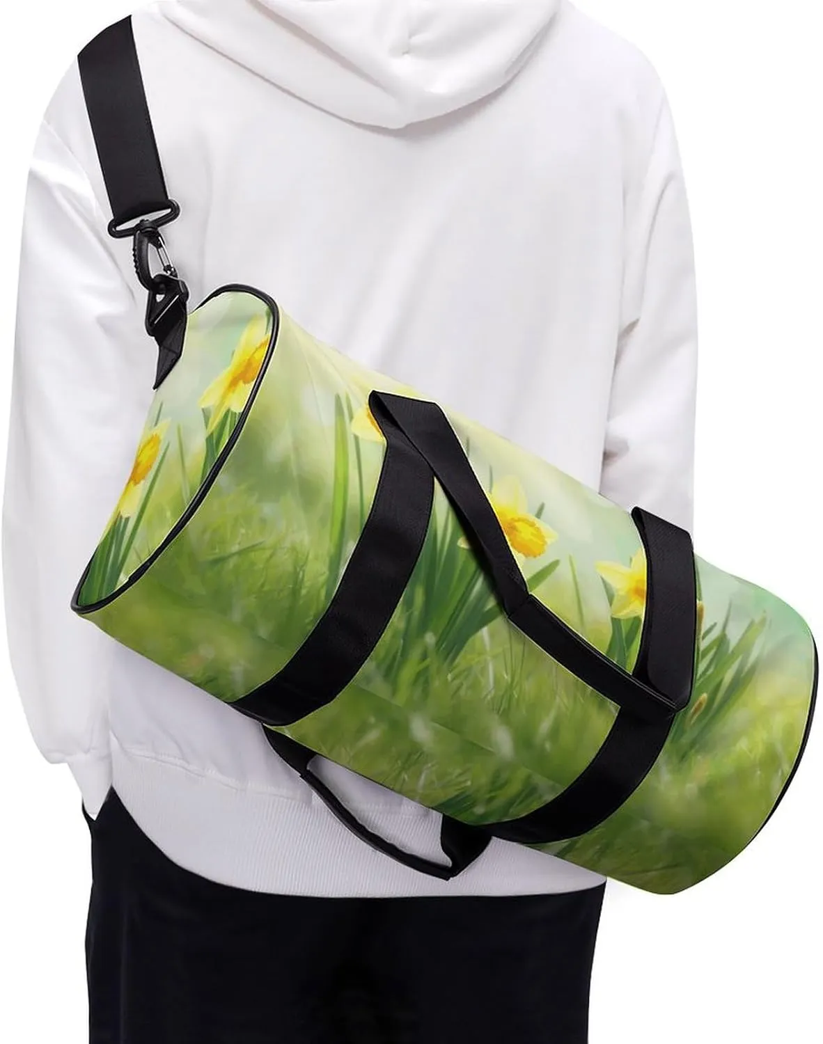 Travel Duffel Bag for Men And Women,Three Yellow Daffodils Waterproof Sports Fitness Bag Portable Travel Duffel Bag