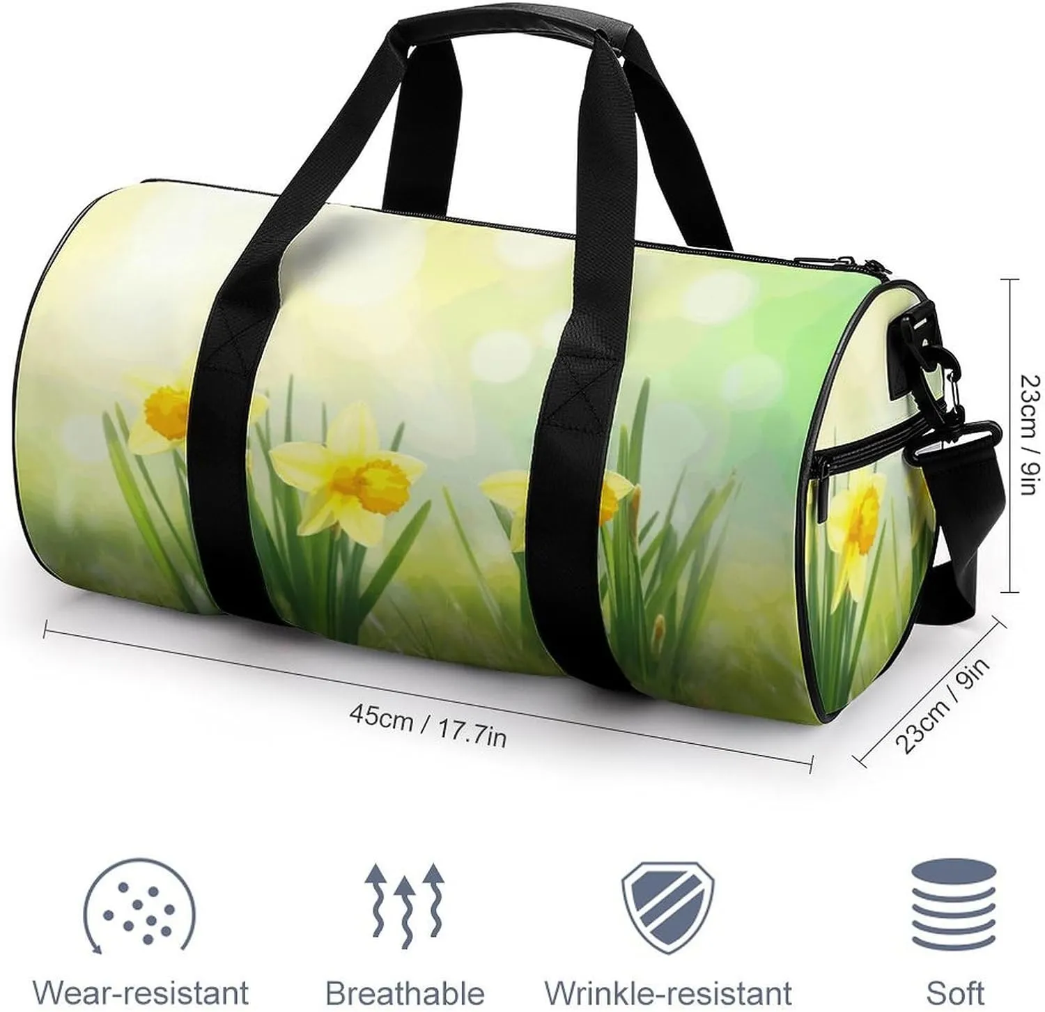 Travel Duffel Bag for Men And Women,Three Yellow Daffodils Waterproof Sports Fitness Bag Portable Travel Duffel Bag