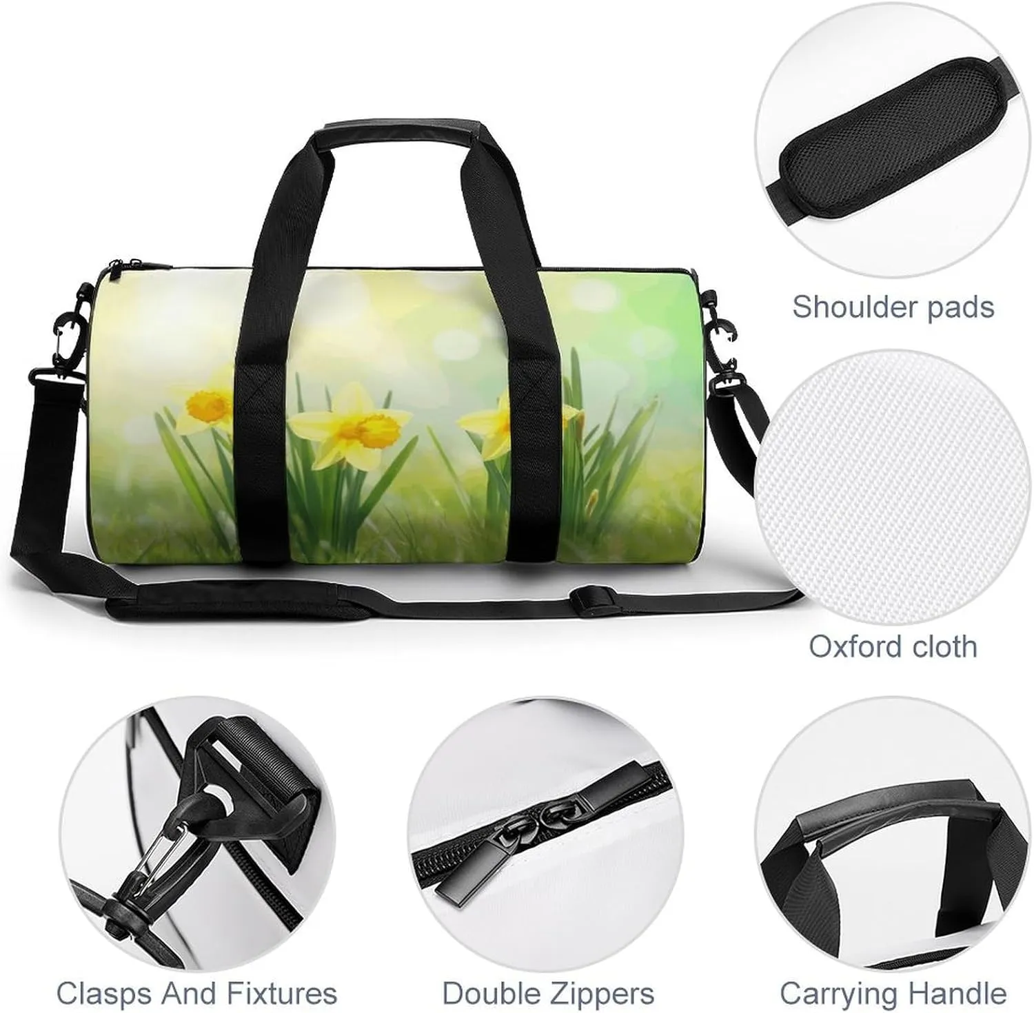 Travel Duffel Bag for Men And Women,Three Yellow Daffodils Waterproof Sports Fitness Bag Portable Travel Duffel Bag