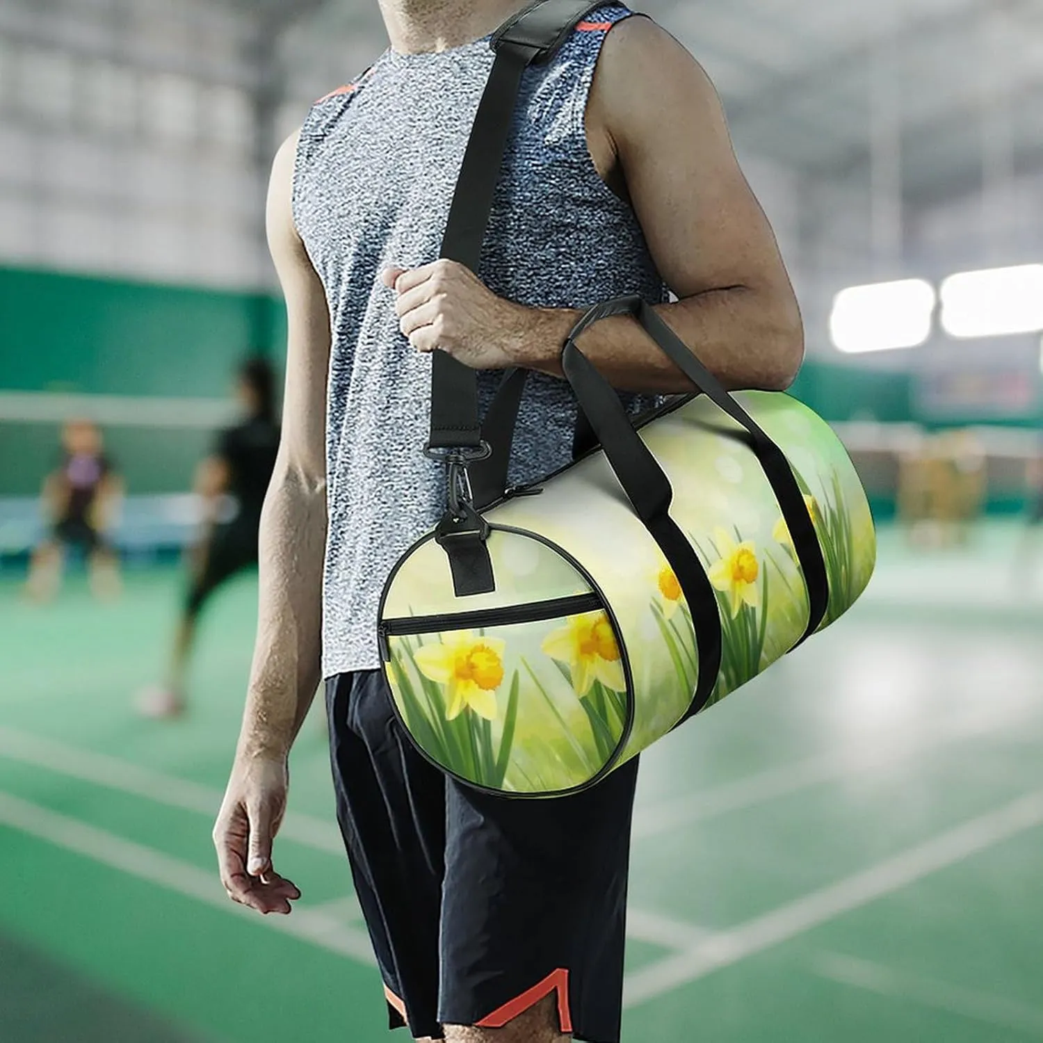 Travel Duffel Bag for Men And Women,Three Yellow Daffodils Waterproof Sports Fitness Bag Portable Travel Duffel Bag