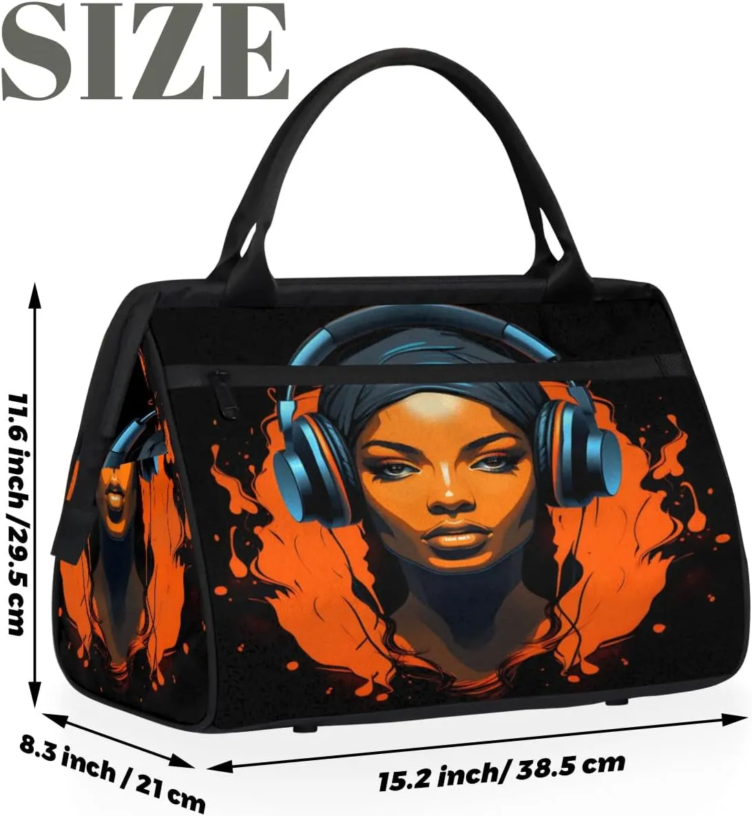 Travel Duffel Bag for Women, African Girl Portrait Weekender Overnight Bag Carry on Beach Swim Bags Dance Bag Airlines Approved Personal Item Travel Bag for Yoga, Sports, Hospital