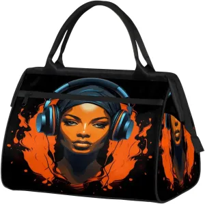 Travel Duffel Bag for Women, African Girl Portrait Weekender Overnight Bag Carry on Beach Swim Bags Dance Bag Airlines Approved Personal Item Travel Bag for Yoga, Sports, Hospital