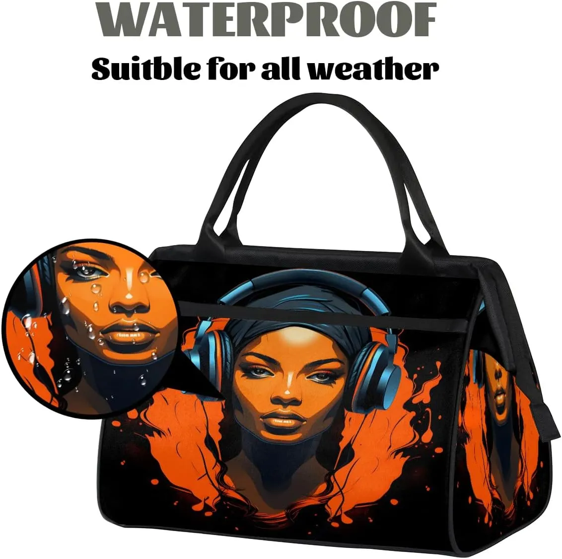Travel Duffel Bag for Women, African Girl Portrait Weekender Overnight Bag Carry on Beach Swim Bags Dance Bag Airlines Approved Personal Item Travel Bag for Yoga, Sports, Hospital