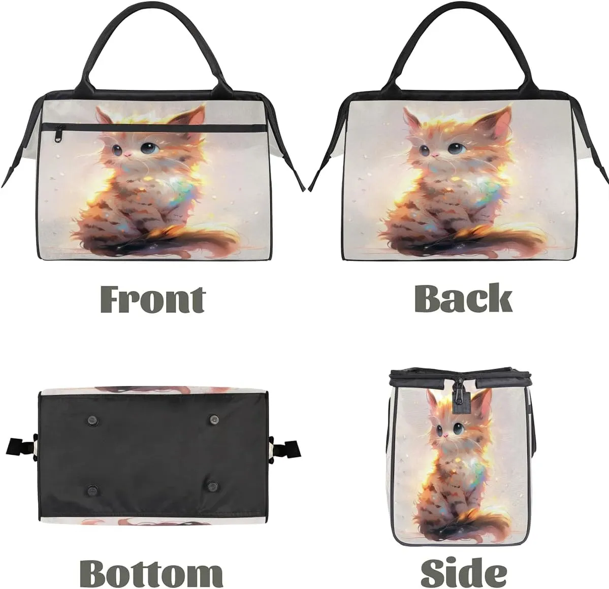 Travel Duffel Bag for Women, Cute Animals Cat Weekender Overnight Bag Carry on Beach Swim Bags Dance Bag Airlines Approved Personal Item Travel Bag for Yoga, Sports, Hospital
