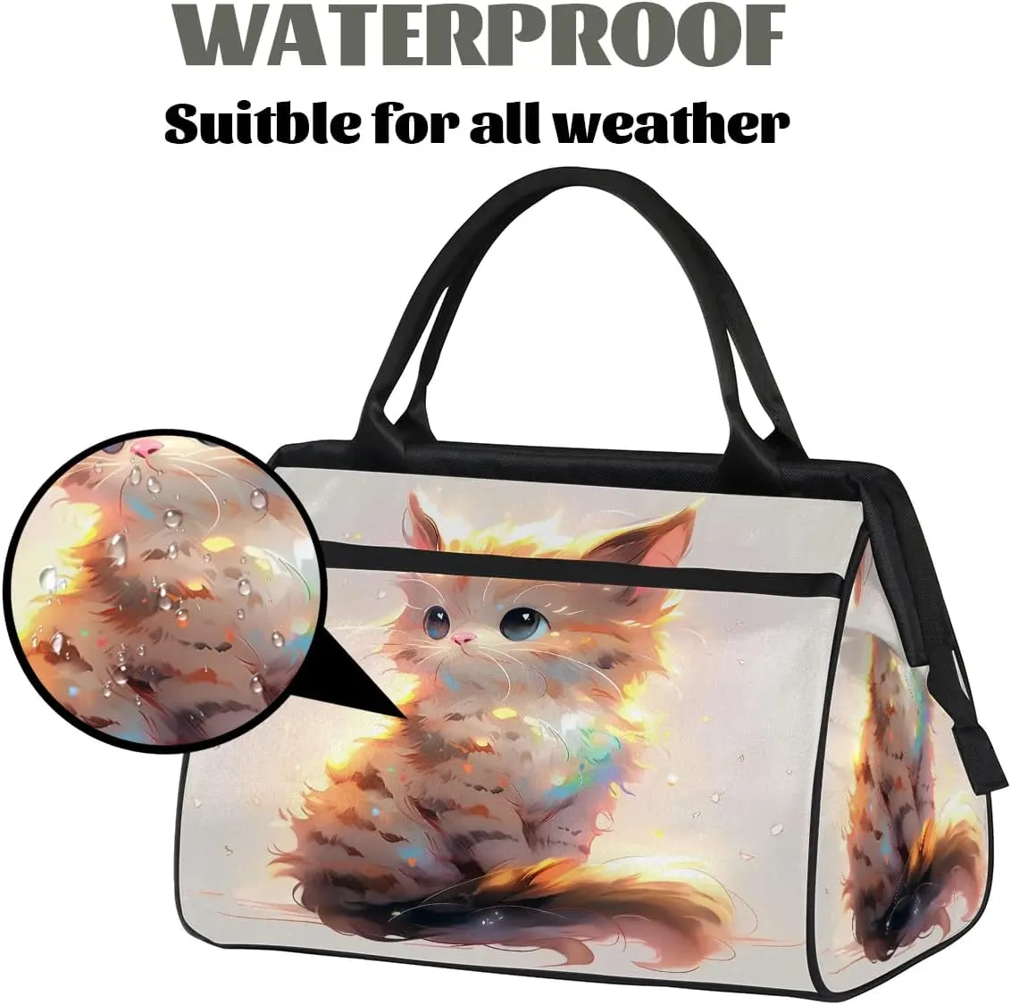 Travel Duffel Bag for Women, Cute Animals Cat Weekender Overnight Bag Carry on Beach Swim Bags Dance Bag Airlines Approved Personal Item Travel Bag for Yoga, Sports, Hospital