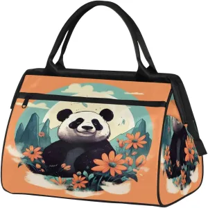 Travel Duffel Bag for Women, Panda Weekender Overnight Bag Carry on Beach Swim Bags Dance Bag Airlines Approved Personal Item Travel Bag for Yoga, Sports, Hospital
