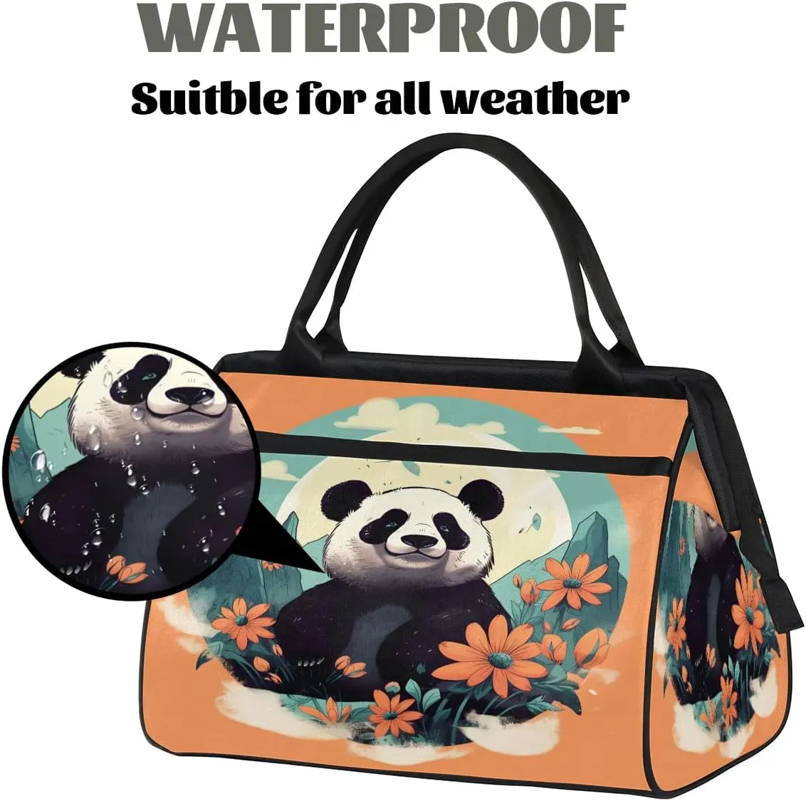 Travel Duffel Bag for Women, Panda Weekender Overnight Bag Carry on Beach Swim Bags Dance Bag Airlines Approved Personal Item Travel Bag for Yoga, Sports, Hospital