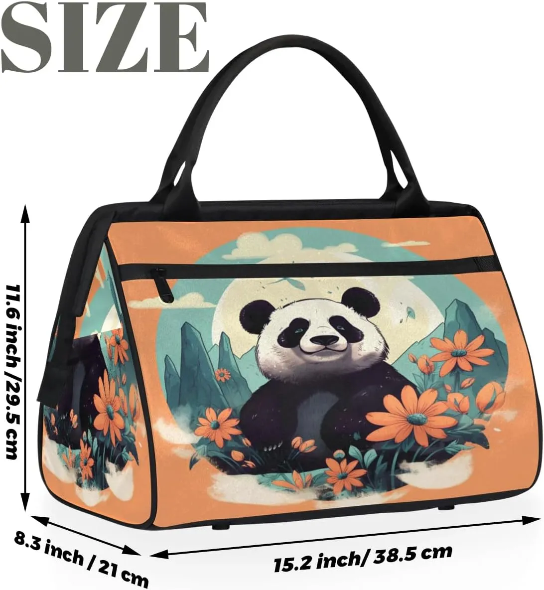 Travel Duffel Bag for Women, Panda Weekender Overnight Bag Carry on Beach Swim Bags Dance Bag Airlines Approved Personal Item Travel Bag for Yoga, Sports, Hospital