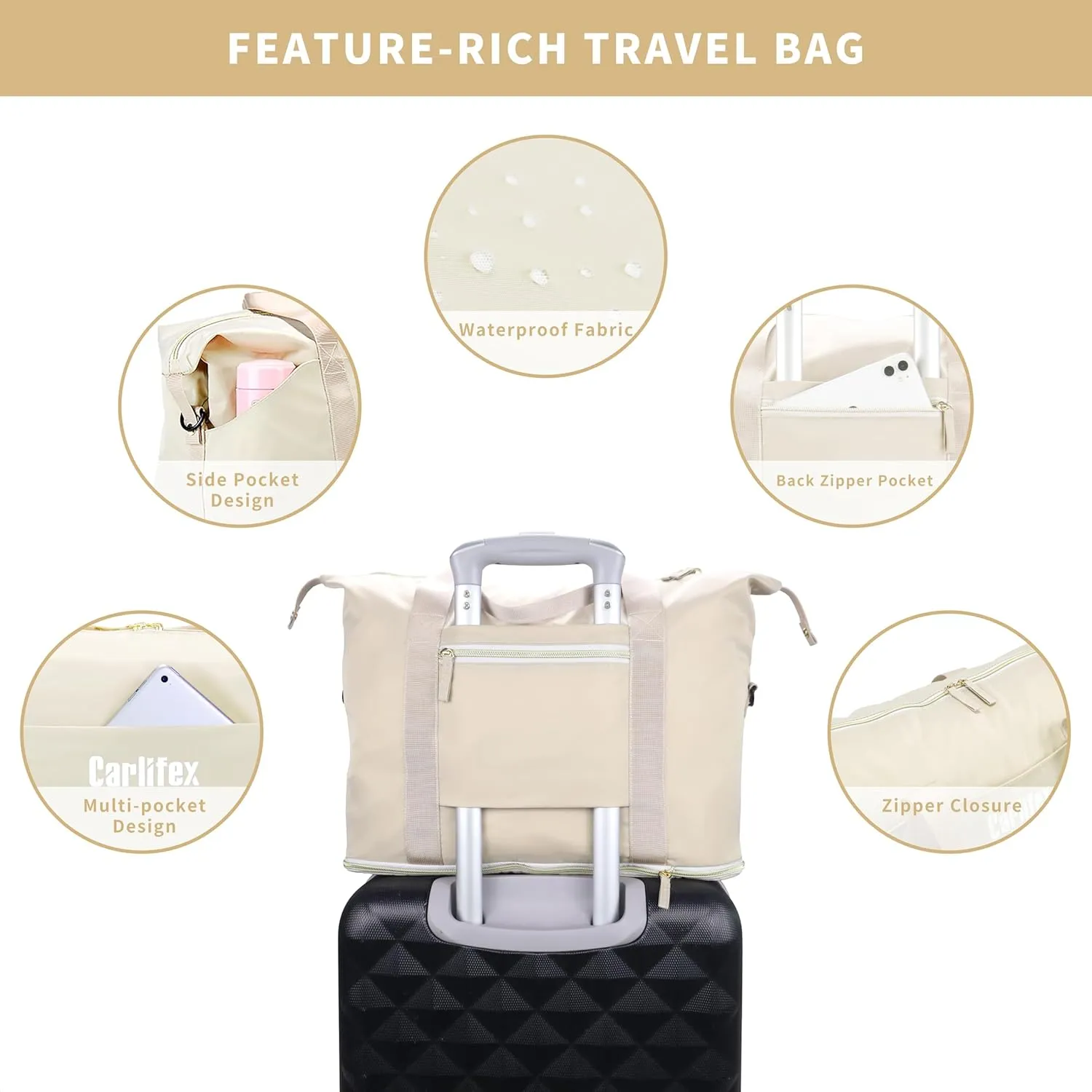 Travel Duffel Bag for Women, Travel Bag Expandable with Wet Pocket, Carry-On Tote Bag for Women Travel Airplane, Gym Weeken bag & Hospital overnight bag, Expandable Travel Duffel Bag