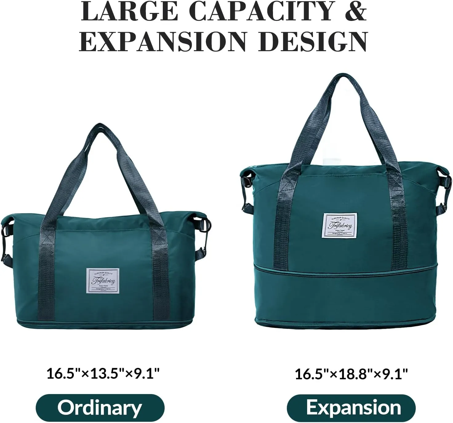 Travel Duffel Bag - Large Shoulder Weekender Overnight Bag, Carry on Bag with Wet Pocket, Waterproof Expandable Duffel Bag with Trolley Sleeve, Sports Tote Gym Bag for Women, Peacock blue