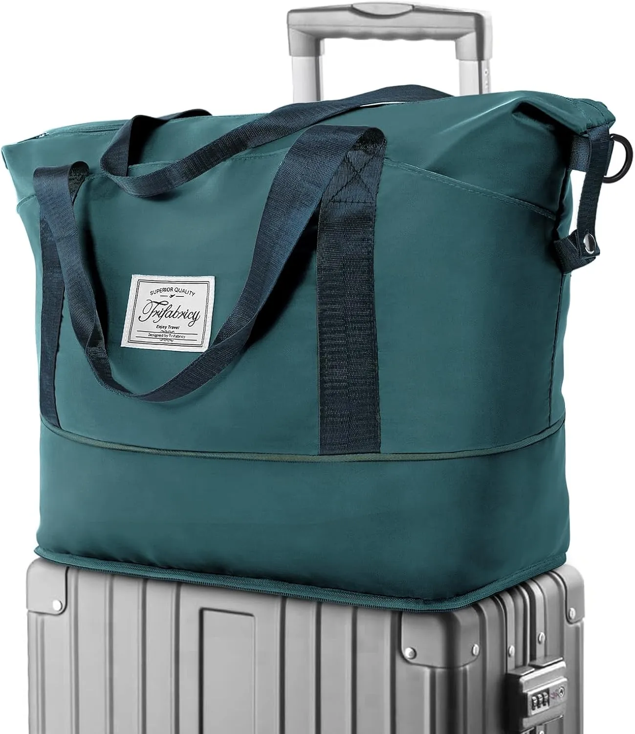 Travel Duffel Bag - Large Shoulder Weekender Overnight Bag, Carry on Bag with Wet Pocket, Waterproof Expandable Duffel Bag with Trolley Sleeve, Sports Tote Gym Bag for Women, Peacock blue