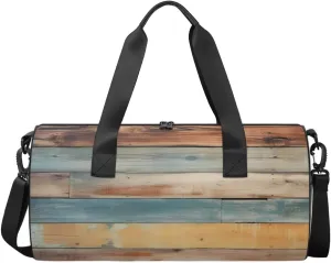 Travel Duffel Bag Retro Wood Sports Gym Bag for Womens Mens, Waterproof Weekend Overnight Bag Lightweight Carry on Bag for Airplanes Yoga Dance Beach Swim Hospital Holdalls,A-254