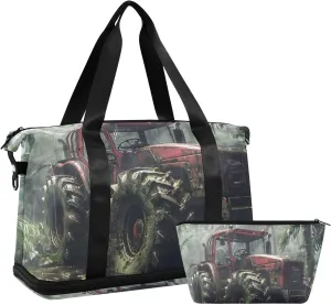 Travel Duffel Gym Sports Luggage Bag Expandable Large Capacity Agriculture Tractor Sports Bag for Women and Men