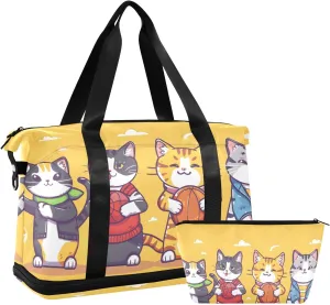 Travel Duffel Gym Sports Luggage Bag Expandable Large Capacity Cats Basketball 1 Sports Bag for Women and Men