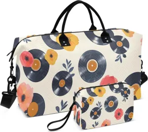 Travel Duffle Bag, Record Disc Gym Bag with Storage Bag Weekender Overnight Bag for Men Women Trip Sports Yoga