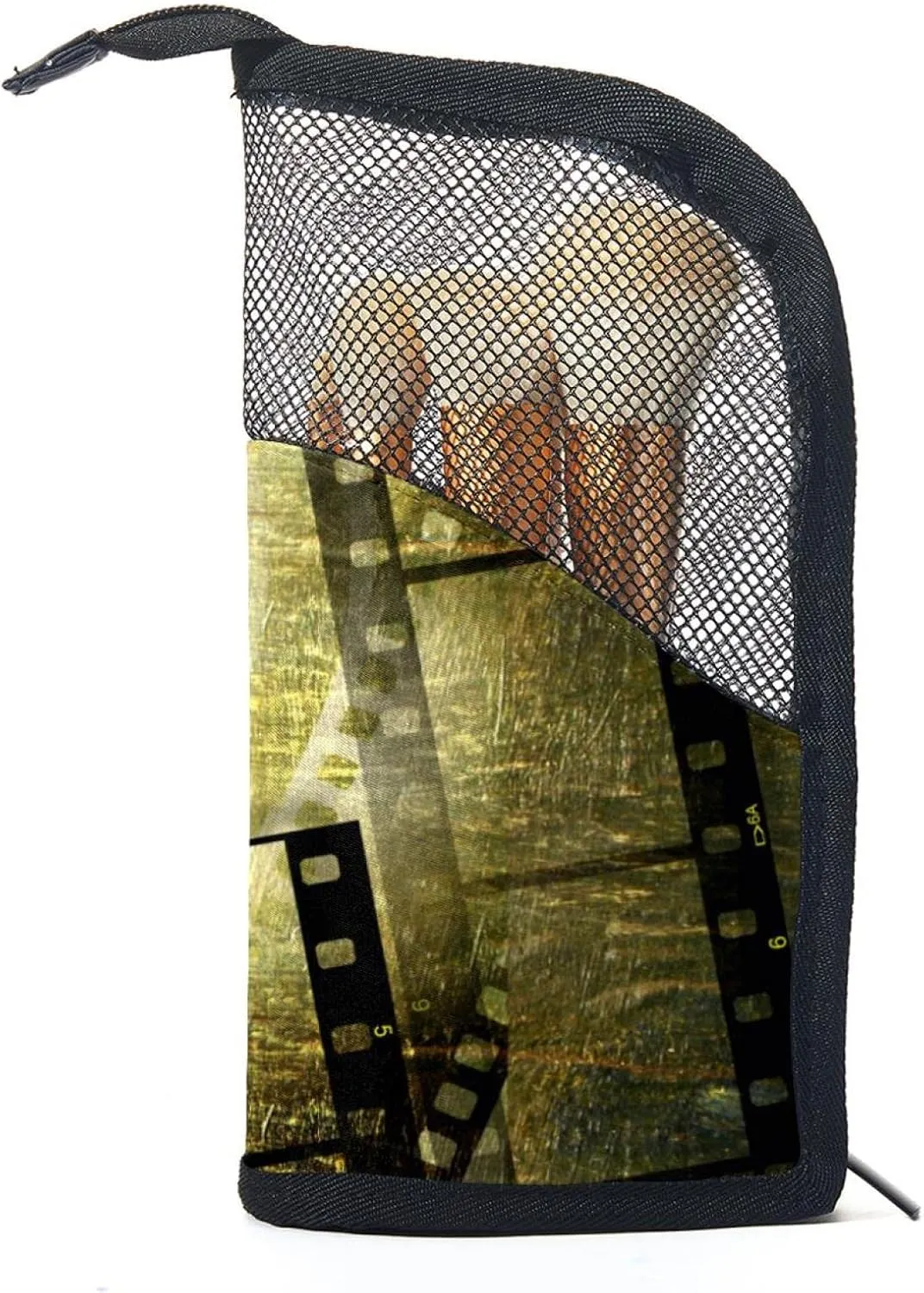 Travel Makeup Brush Holder, Large Stand-Up Makeup Brush Case, Professional Brush Organizer Foldable Makeup Artist Brush Storage Bag - Retro Movie Print