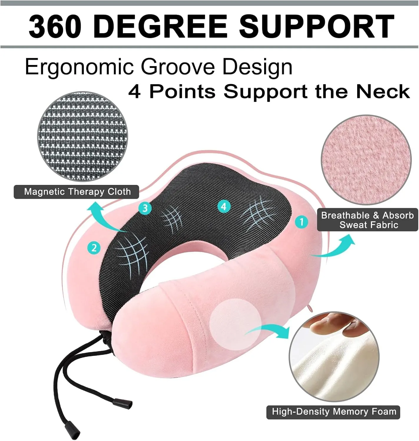 Travel Pillow and Blanket Set Neck Pillow Airplane Memory Foam for Traveling Compact with Bag Pink