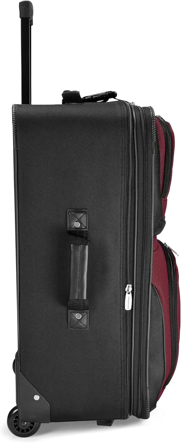 Travel Select Amsterdam Expandable Rolling Softside Luggage, Burgundy, Checked-Medium 25-Inch